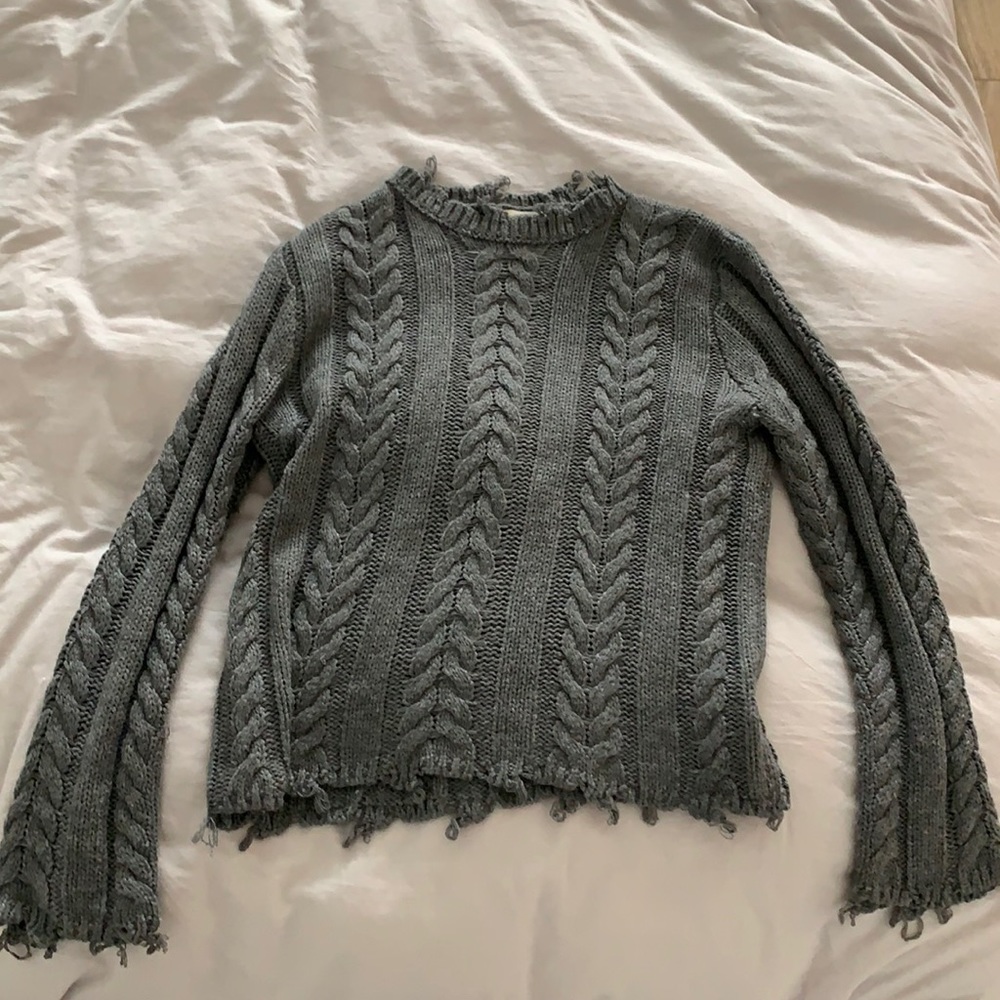 Gray Cable Knit Sweater